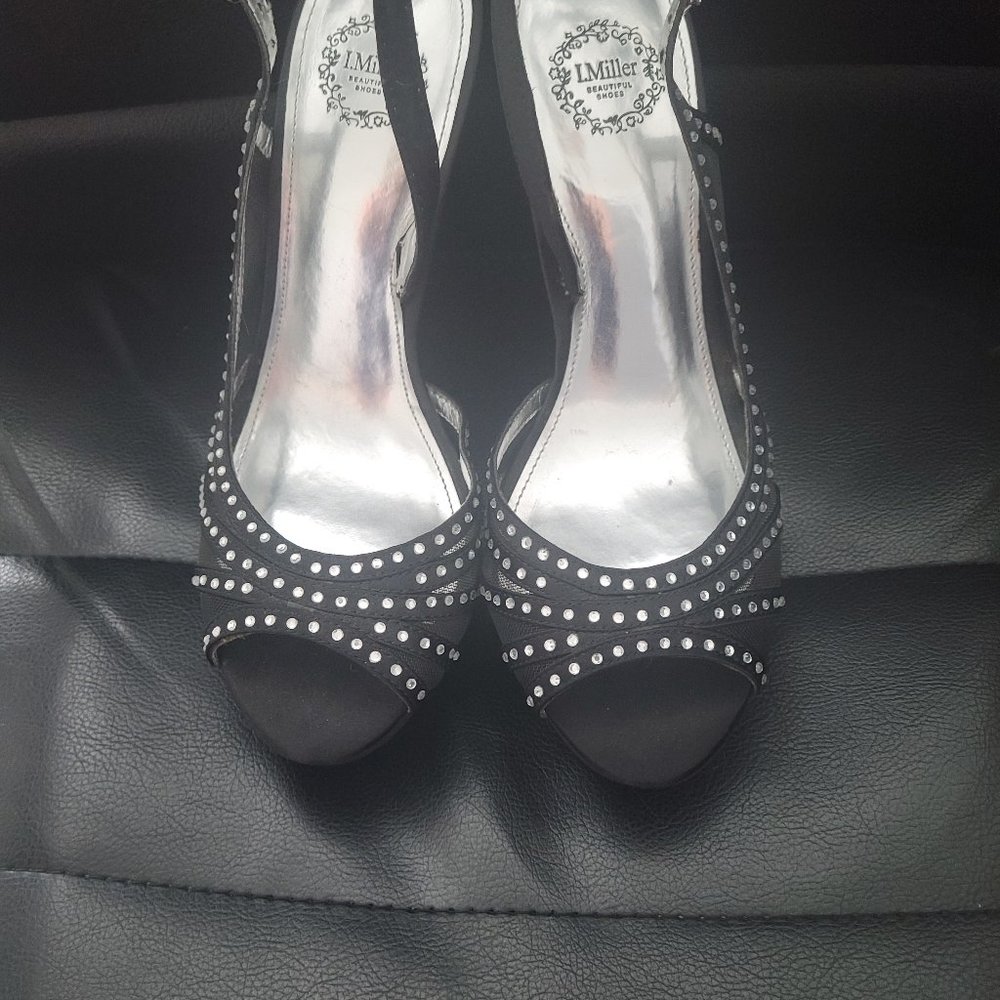 I.MILLER BLACK STUDDED HIGH STILETTO HEELS 7M
